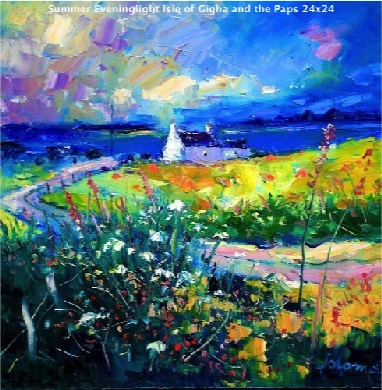 Summer Eveninglight Isle of Gigha and the Paps 24x24 SOLD